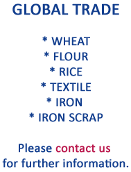 global trade, wheat, flour, rice, textile, iron, iron scrap